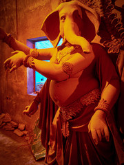 Making of Hindu Goddess Durga Idol at Kumartuli for Durga Puja Festival in Kolkata, West Bengal,...