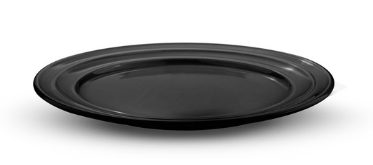 empty black plate on white background