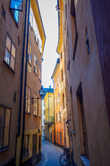 Fototapeta na wymiar Gamla Stan old street in Stockholm, Sweden