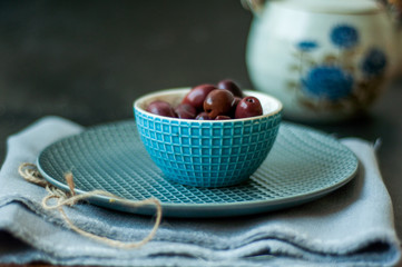 still life with a bowl of olives