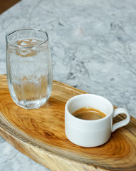 Espresso coffee  in  ceramic cup.