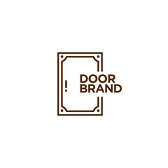 elegant gold door furniture logo ,real estate logo frame with typography style illustration , simple and luxury , Geometric interior icon  