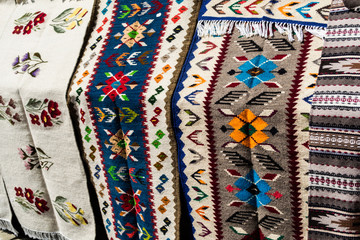 Carpet with traditional motifs from Bucovina, northeastern Romania.