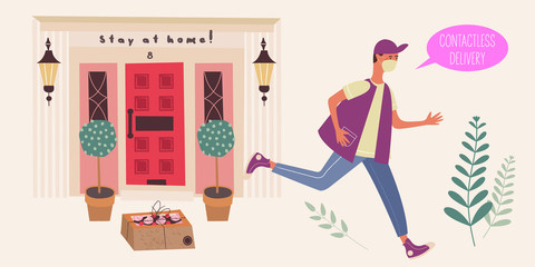 Contactless delivery. Vector illustration.