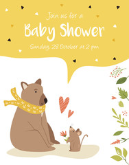 Baby Birthday invitation card with funny animals