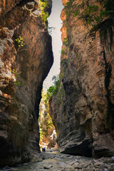 Sunny, summer day in the Lengarica Canyon - extremely narrow Lengarica gorge, behind the thermal springs of Benja, Fir of Hotova National Park, southern Albania
