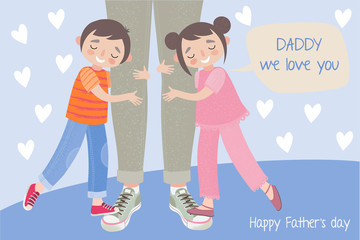 father's day, son and daughter, the kid with dad