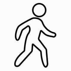 Thin icon of a walking man isolated minimal single flat linear icon for application and info-graphic. Commercial line vector icon for websites and mobile minimalistic flat design.
