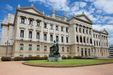 Fototapeta na wymiar Montevideo, Uruguay, Parliament. The legislative Palace is a building in Montevideo that hosts the sessions of the General Assembly of Uruguay. One of the main attractions of Montevideo and all of Ur