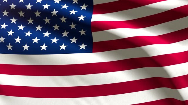 Festive 60FPS USA flag colored in blue, red, white waving on the wind 4k UHD 3d seamless loop animation