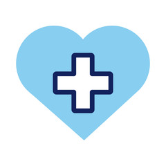 heart with medical cross line and fill style