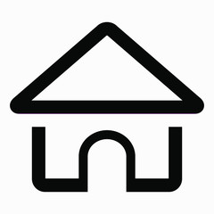 Black and white house icon isolated minimal single flat linear icon for application and info-graphic. Commercial line vector icon for websites and mobile minimalistic flat design.