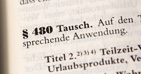 Tausch, Tauschen, Tauschvertrag in § 480 BGB