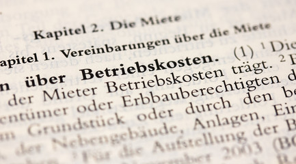 Betriebskosten, Nebenkosten Mietwohnung