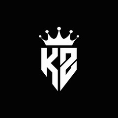 KZ logo monogram emblem style with crown shape design template