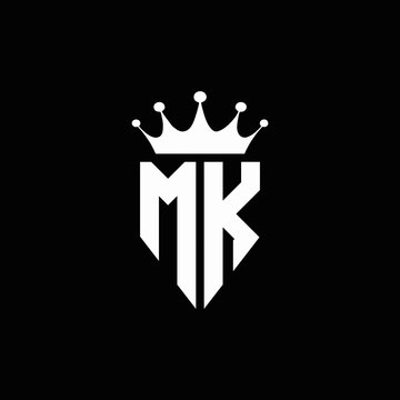 MK logo monogram emblem style with crown shape design template