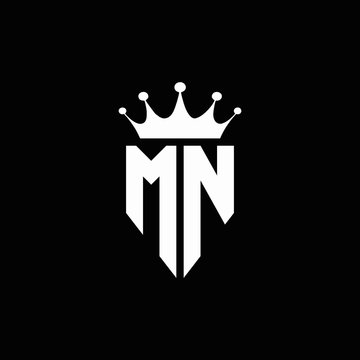 MN logo monogram emblem style with crown shape design template