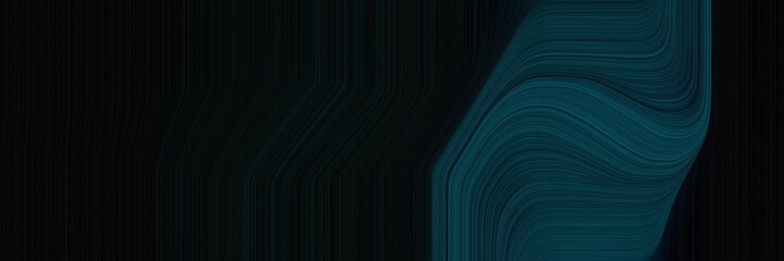 elegant moving designed horizontal banner with black, dark slate gray and very dark blue colors. fluid curved flowing waves and curves