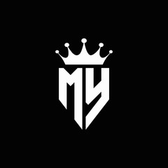 MY logo monogram emblem style with crown shape design template - obrazy, fototapety, plakaty