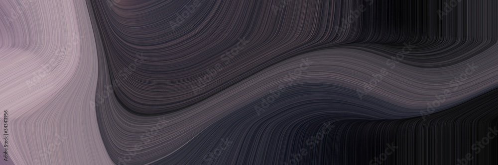 Leinwandbilder elegant surreal banner with very dark blue, dark gray and gray gray colors. fluid curved lines with 