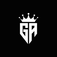 GA logo monogram emblem style with crown shape design template - obrazy, fototapety, plakaty
