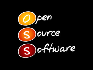 OSS - Open source software acronym, technology concept background