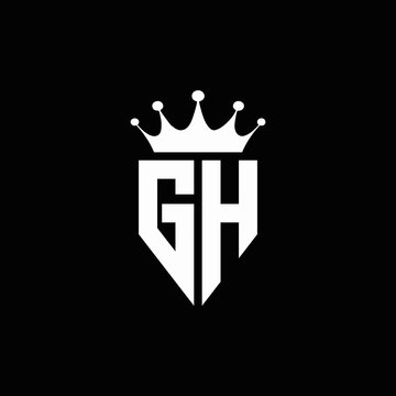 GH logo monogram emblem style with crown shape design template
