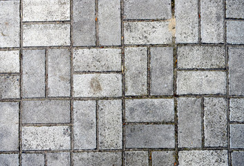 Gray paving slabs of a rectangular shape.