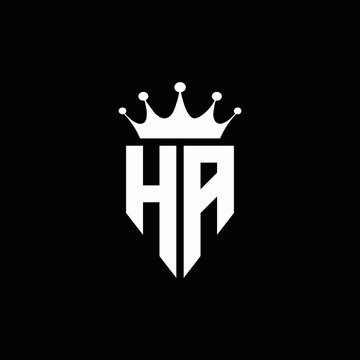 HA logo monogram emblem style with crown shape design template