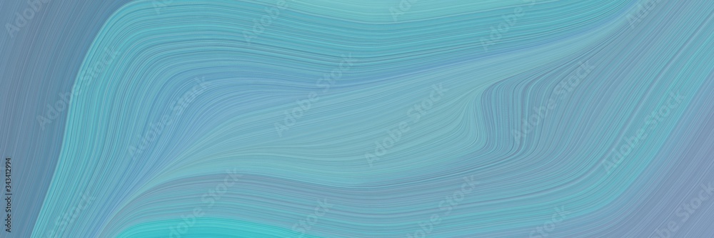 Poster elegant artistic horizontal card with cadet blue, slate gray and pastel blue colors. fluid curved fl