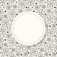 Template of a card with floral pattern and copyspace. Mother’s Day, Women’s Day and Valentine’s Day background. Vector