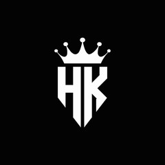 HK logo monogram emblem style with crown shape design template