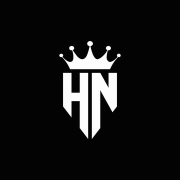 HN logo monogram emblem style with crown shape design template