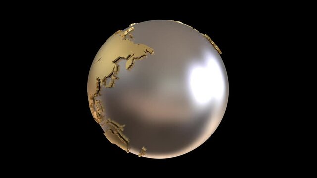 golden earth globe isolated free animated 3D-illustration rendering