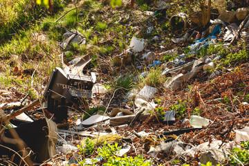 so much trash in the forest