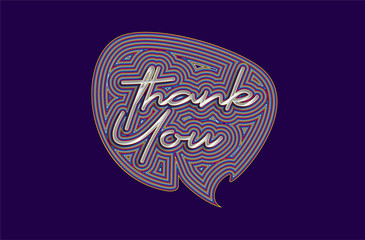 Thank You Calligraphic 3d Style Text Vector illustration Design.