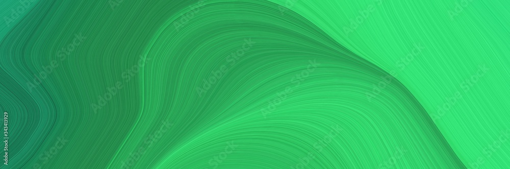 Poster elegant decorative canvas design with sea green, medium sea green and teal green colors. fluid curve