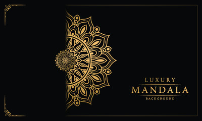 Luxury ornamental mandala design background with golden arabesque pattern arabic islamic east style