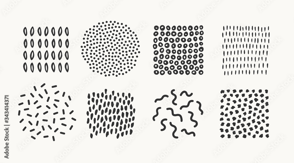 Wall mural set of vector hand drawn patterns and textures. trendy graphic elements for your unique design.