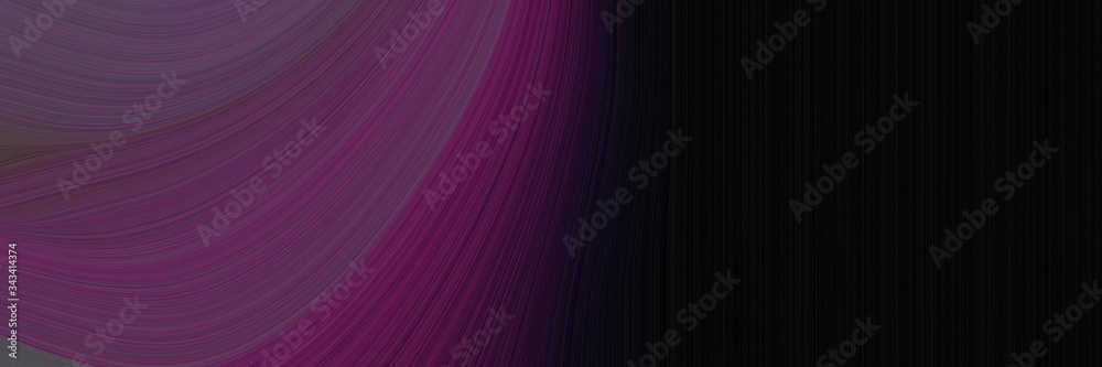 Poster elegant modern horizontal poster with old mauve, black and very dark magenta colors. fluid curved lines with dynamic flowing waves and curves