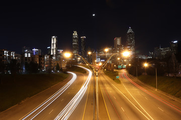 Fototapeta na wymiar Nightfall over JacksonBridge Street Atlanta