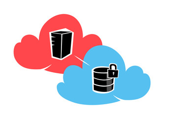 Architettura cloud, cloud service, server connessi e protetti