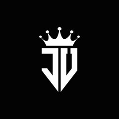 JU logo monogram emblem style with crown shape design template