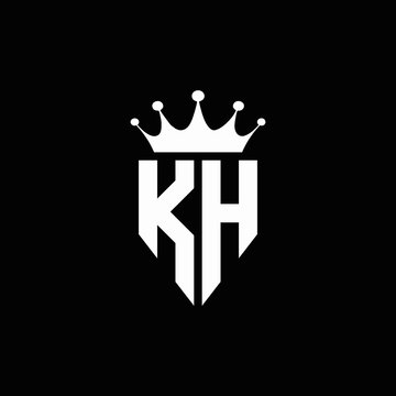 KH logo monogram emblem style with crown shape design template