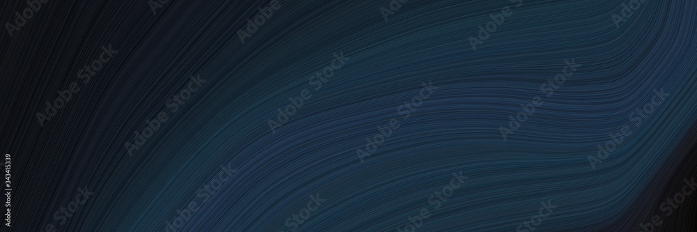 Poster elegant colorful horizontal poster with very dark blue, black and dark slate gray colors. fluid curv