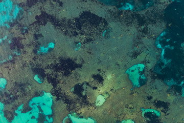 Naklejka na ściany i meble Nature abstract texture blue green sea from above