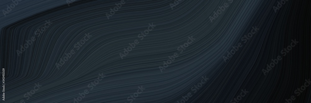 Poster elegant moving horizontal card with very dark blue, black and dark slate gray colors. fluid curved l