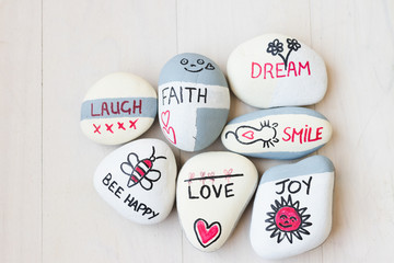Hand painted motivational stones