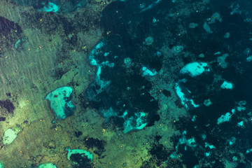 Fototapeta na wymiar Nature texture blue green sea from above