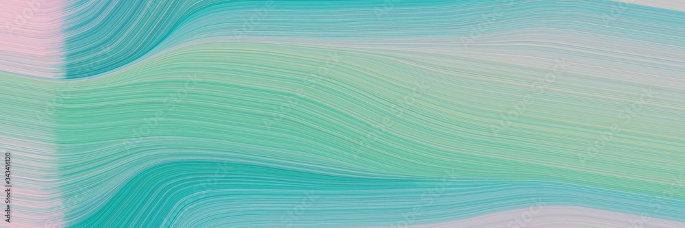 Poster elegant artistic horizontal banner with ash gray, dark sea green and light sea green colors. fluid curved lines with dynamic flowing waves and curves